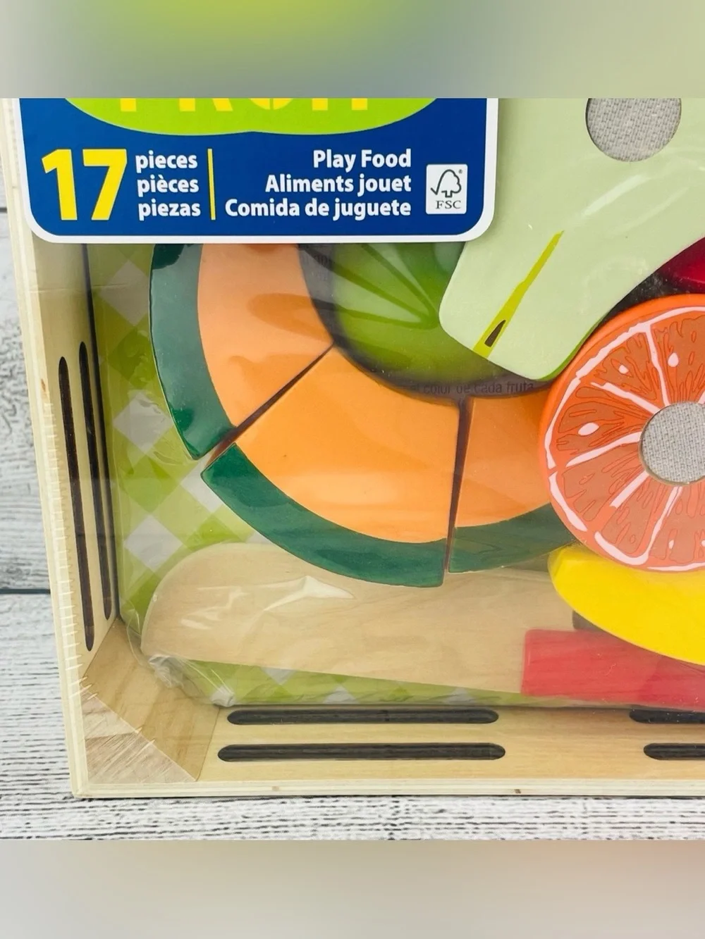 Melissa & Doug Cutting Fruit Play Set Wooden Food Kitchen Accessory 17pcs NEW